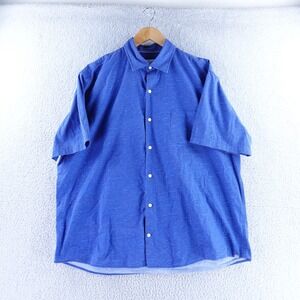 Peter Millar‎ Mens XL Blue Wave Pattern Short Sleeve Button Down Shirt Camp